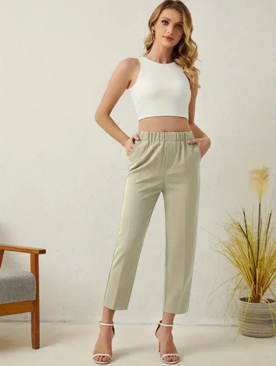 Women's Ankle length Pants Temperament Office All matching Matcha L - Shop at LoveMi