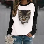 Animal Letter Printed Crew Neck Sweatshirt - 1 Color