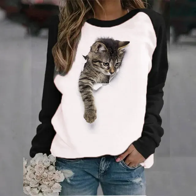 Animal Letter Printed Crew Neck Sweatshirt 3 Colors - Shop at LoveMi