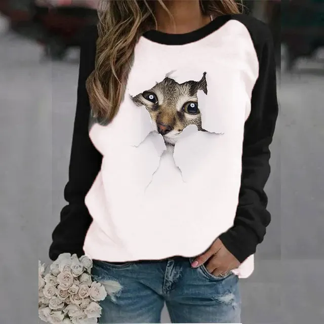 Animal Letter Printed Crew Neck Sweatshirt 5 Colors - Shop at LoveMi