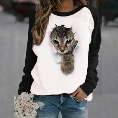 Animal Letter Printed Crew Neck Sweatshirt 6 Colors Xxxl - Shop at LoveMi