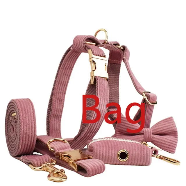 Corduroy Pet Collar Traction Rope Dog Poop Bag - Shop at LoveMi
