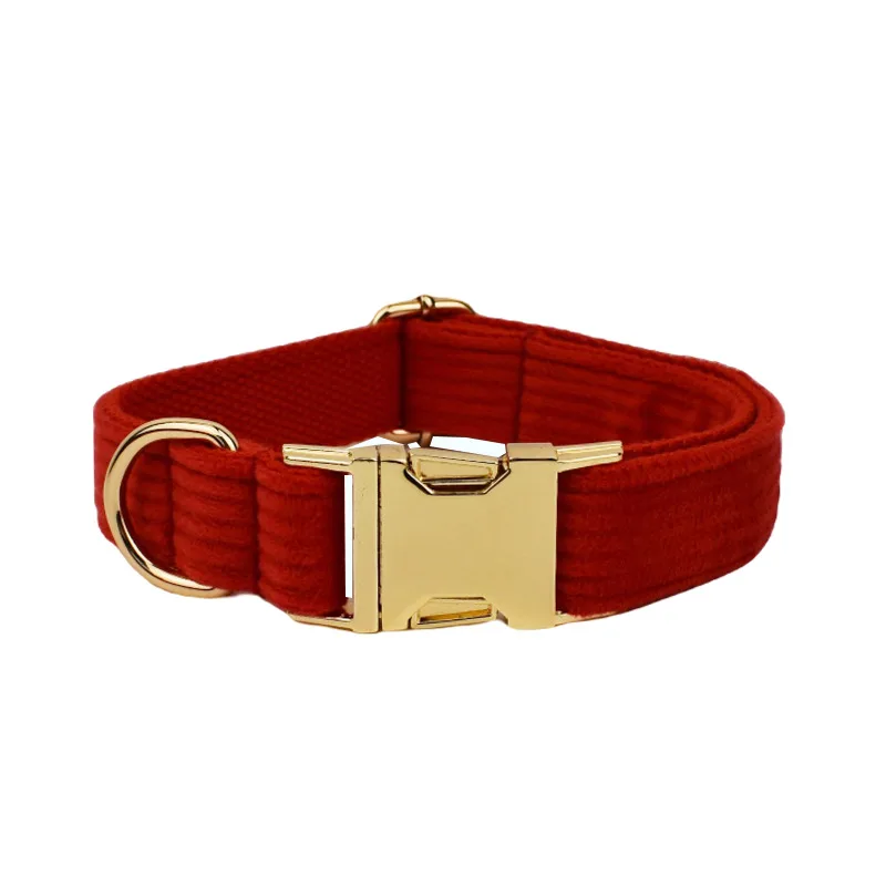 Corduroy Pet Collar Traction Rope - Reddog Collar - View 1
