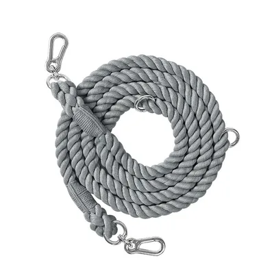 Woven Rainbow Running Dog Leash Multi functional Hand Holding Rope Double Head Dark Gray Silver Accessories - Shop at LoveMi