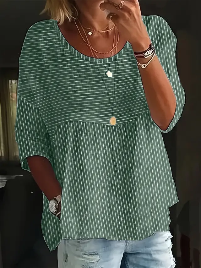 Women's Multi color Striped Doll Shirt Green - Shop at LoveMi