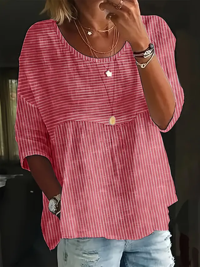 Women's Multi color Striped Doll Shirt Red - Shop at LoveMi