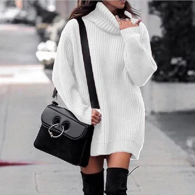Fashionable Knitted Dress Sweaters Women's Clothing White - Shop at LoveMi