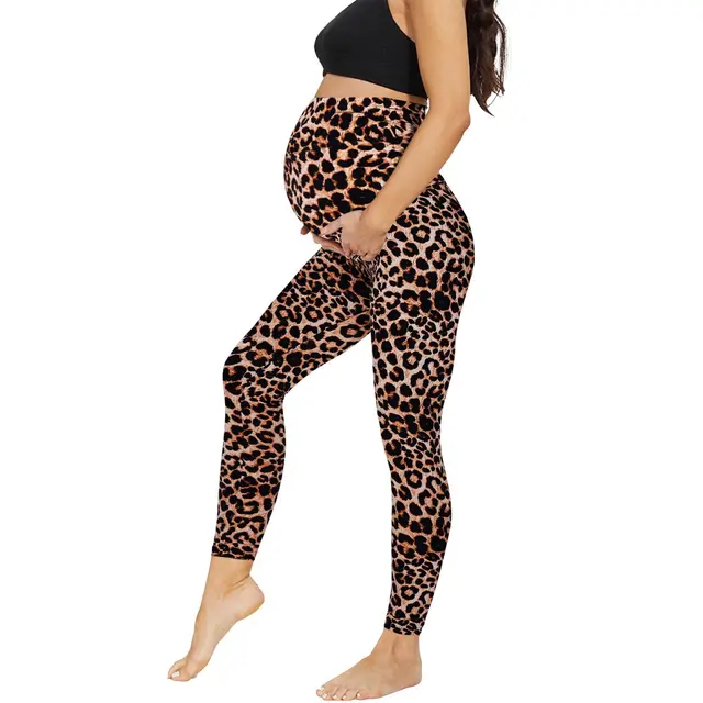 Pregnant Women's Cropped High Waist Fashion Casual Leggings Leopard Print - Shop at LoveMi