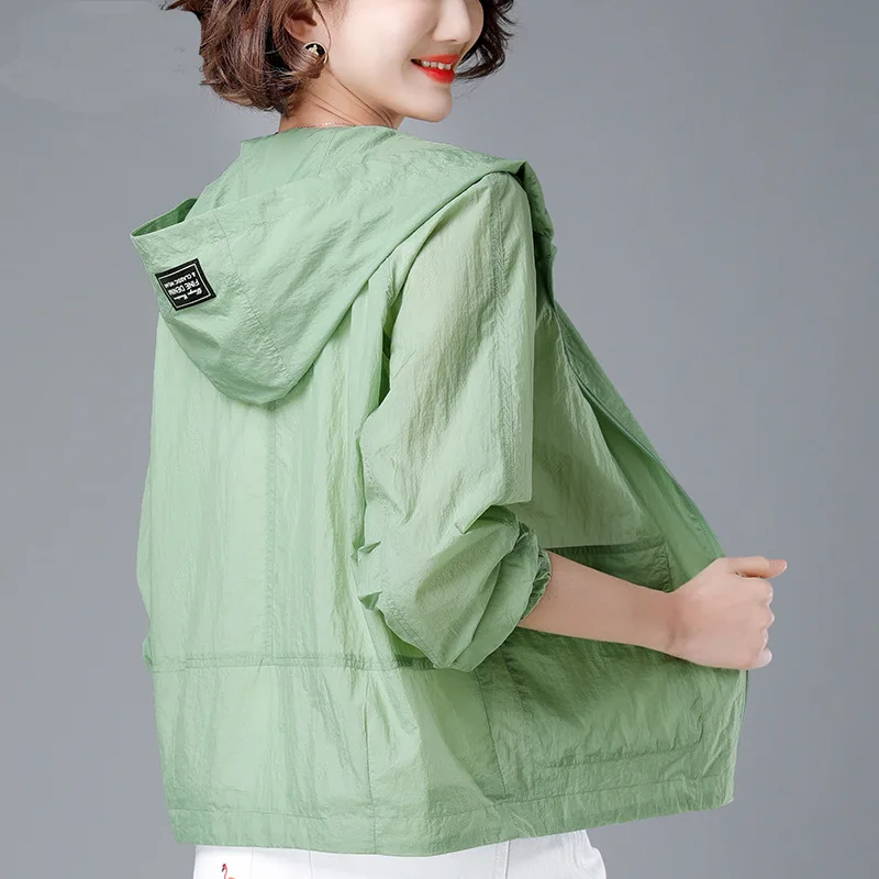 Mom Wear Top Plus Size Long Sleeve Sun Protection Coat Bean Green - Shop at LoveMi