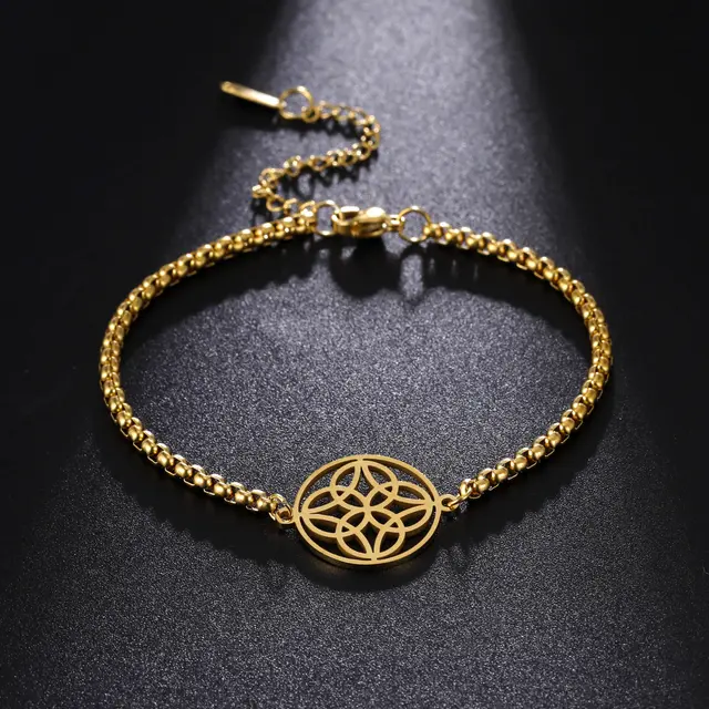 18K Gold Plating European And American Style Celtic Knot Pendant Stainless Steel Bracelet Gold - Shop at LoveMi