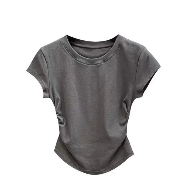Solid Color Base Pullover Slim Top Dark Gray - Shop at LoveMi