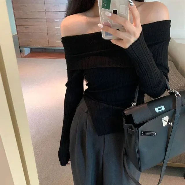 Sexy Off shoulder Autumn And Winter Base Black - Shop at LoveMi