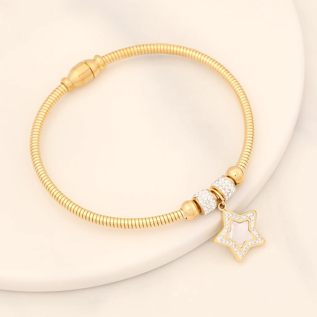 Elastic Magnetic Snap Eye Stainless Steel Bracelet - 4 Xingx