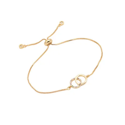Women's Brass Gold plated Double ring Adjustable Bracelet Gold - Shop at LoveMi