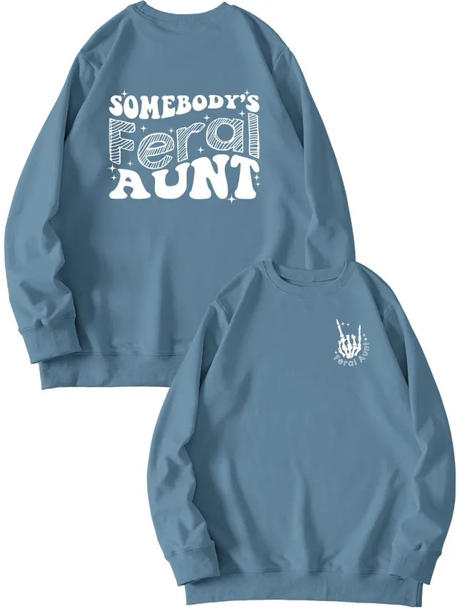 Women's Printed Pullover Sweatshirt Loose All matching Blue - Shop at LoveMi