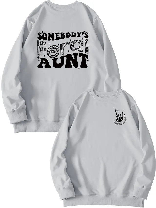 Women's Printed Pullover Sweatshirt Loose All matching Gray - Shop at LoveMi