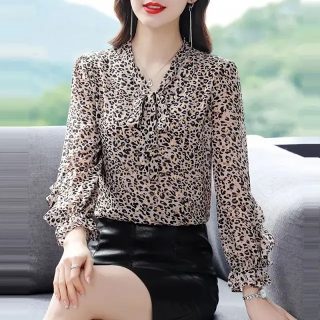 Flab Hiding Slimming Mother Clothes Fashionable Stylish All matching Shirt Leopard Print - Shop at LoveMi