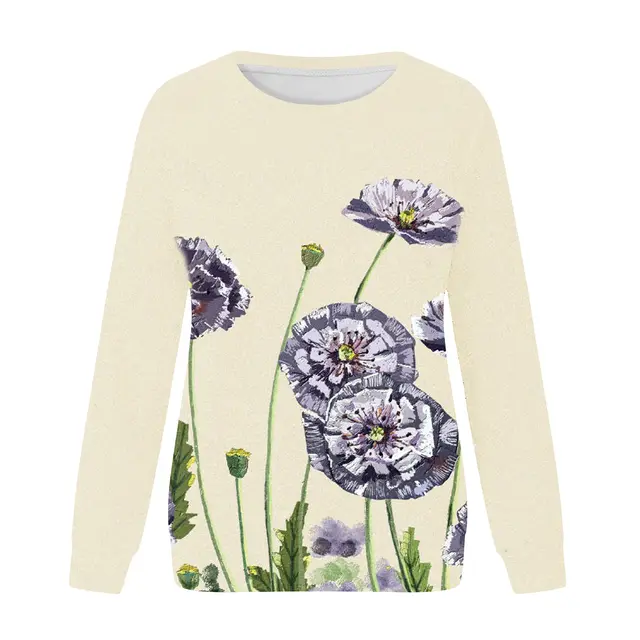 Printed Casual Long Sleeve Pullover Hoodie Yellow - Shop at LoveMi