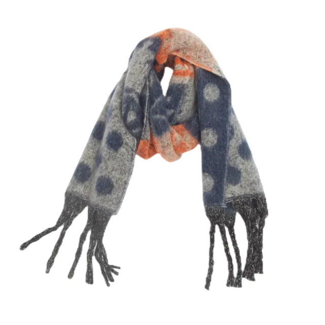 Shawl Thickened Scarf Tassel Jacquard Dot Scarf 01 Navy Blue - Shop at LoveMi