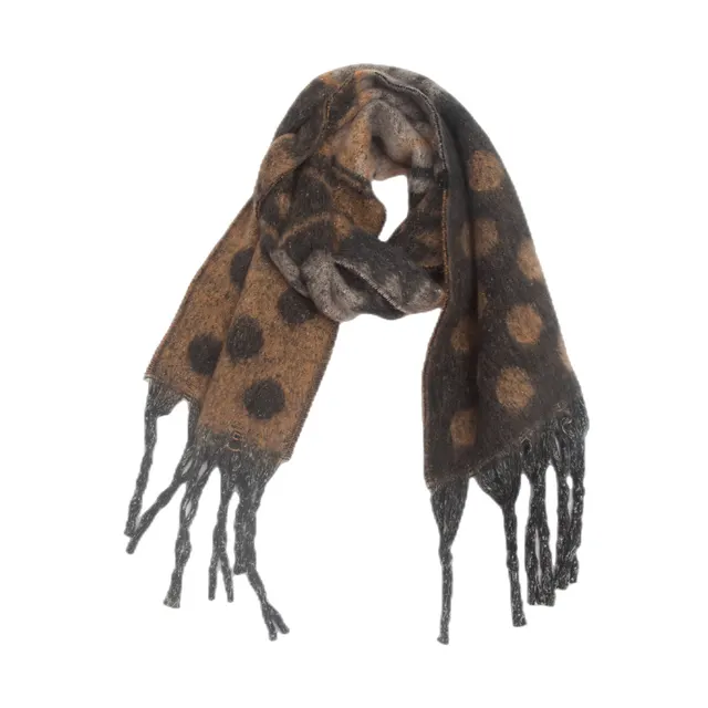 Shawl Thickened Scarf Tassel Jacquard Dot Scarf 08 Coffee - Shop at LoveMi
