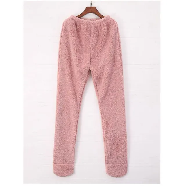 Women Coral Fleece Socks Leggings Winter Warm Sleepwear Ankles Knees Guard Women Home Pants Thick Pajamas Pant Rose Red - Shop at LoveMi