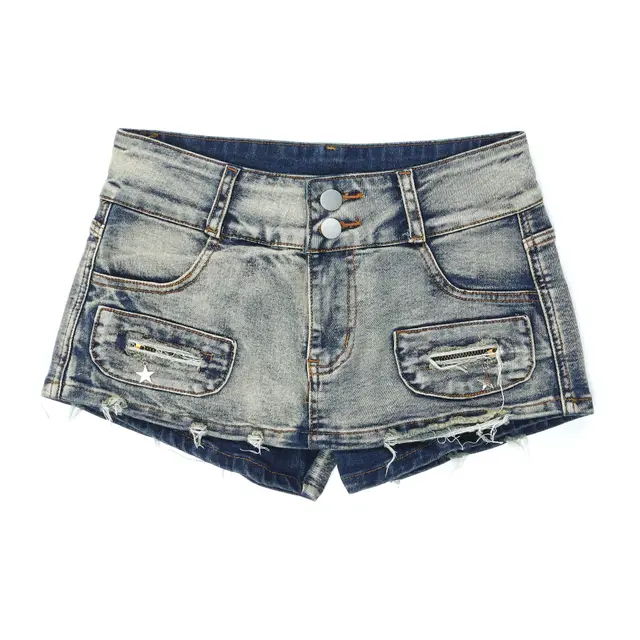 Denim Washed Short Slimming Pants Picture Color - Shop at LoveMi
