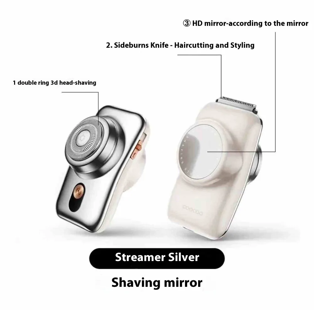 Electric Shaver Men's Portable Mini - Silver