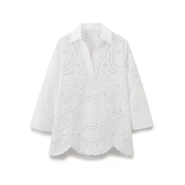 Women's Temperament Simple Casual All match V neck Shirt White - Shop at LoveMi