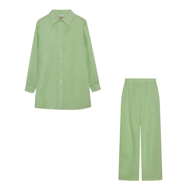 European And American Style Women Shirt Blouse And Pants Green - Shop at LoveMi
