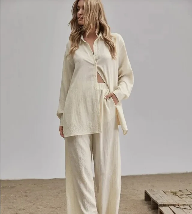 European And American Style Women Shirt Blouse And Pants White - Shop at LoveMi