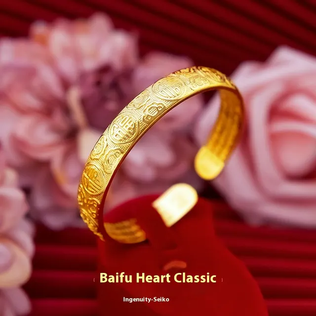 Retro With Opening Alluvial Gold Plated Bracelet Gold - Shop at LoveMi