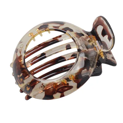 European And American Stylish Round Hollow Hair Plug Barrettes Light Brown Point Flowers - Shop at LoveMi