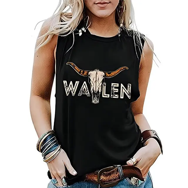 Eagle Printed Round Neck Collar Sleeveless Top 2Po1563596 - Shop at LoveMi