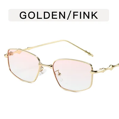 Anti Blue Light Metal Flat Light Eyeglass Frame Gold Frame Double Pink - Shop at LoveMi