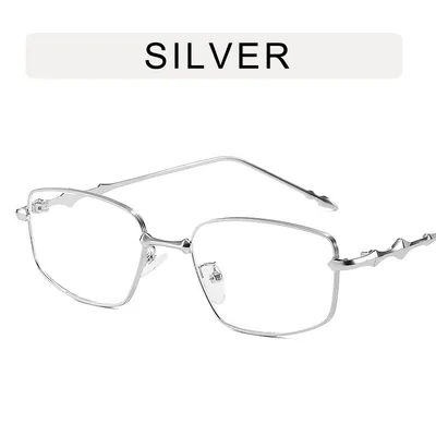 Anti Blue Light Metal Flat Light Eyeglass Frame Silver Frame Transparent Lens - Shop at LoveMi