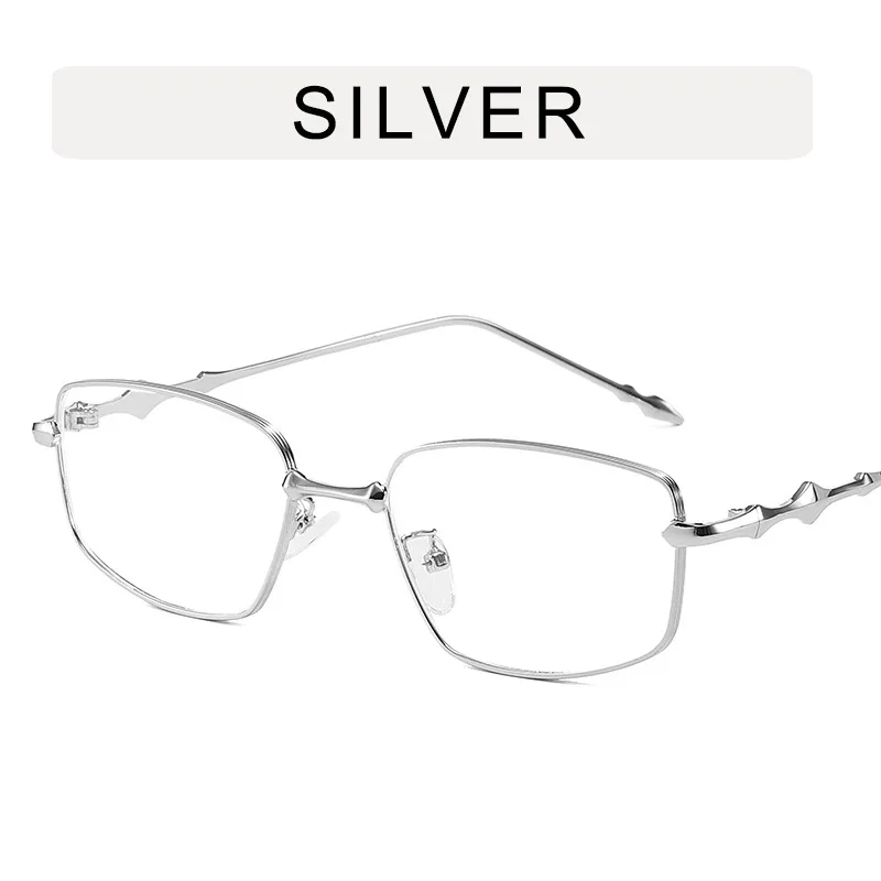 Anti Blue Light Metal Flat Light Eyeglass Frame - Silver Frame Transparent Lens