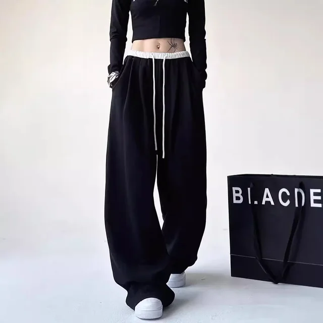 American Black Sweatpants Women's Spring And Autumn Black - Shop at LoveMi