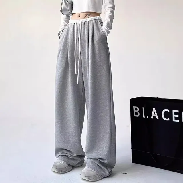 American Black Sweatpants Women's Spring And Autumn Light Gray - Shop at LoveMi