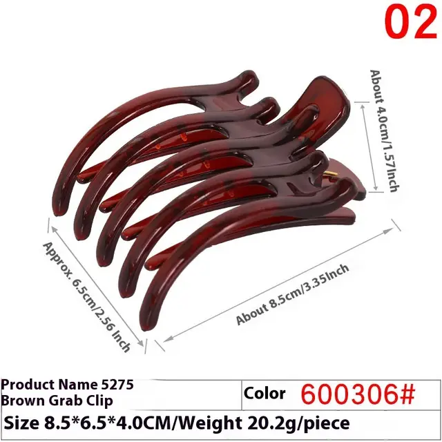 Handmade Hair Accessories Five tooth Practical Large Haircut Grip 6003065275 Brown - Shop at LoveMi
