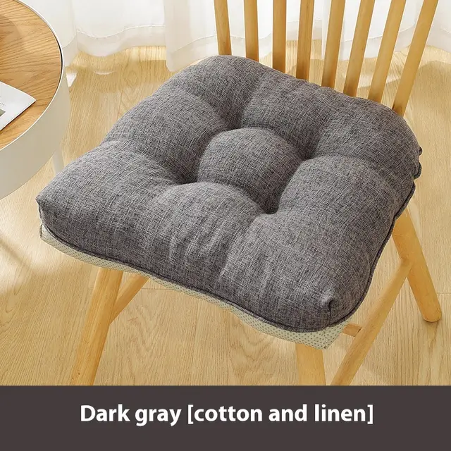 Cotton And Linen Chair Cushion Thickened Non slip Corduroy Pearl Cotton And Linen Dark Gray - Shop at LoveMi