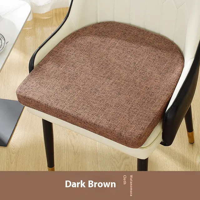 Cotton And Linen Chair Cushion Thickened Non slip Corduroy Pearl Sponge Mat Deep Coffee - Shop at LoveMi