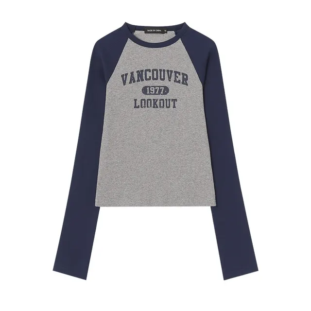 Knitted Texture Color Matching Top Women's Round Neck Flower Gray - Shop at LoveMi