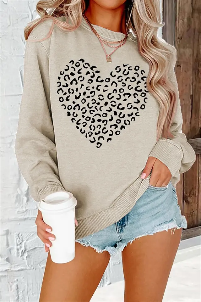 Printed Round Neck Long Sleeve Plus Size Casual Hoodie Txcx130346 - Shop at LoveMi