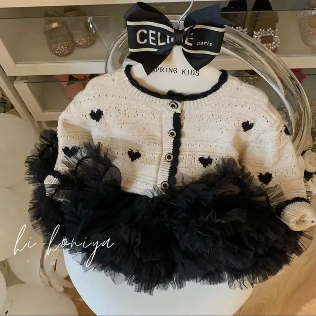 Parent child Knitted Coat Hollowed Heart Shape Cardigan Skirt - Shop at LoveMi