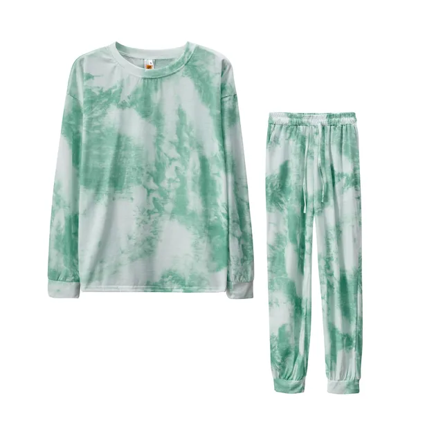 European And American Printed Autumn And Winter Sweatshirt Women's Suit Green - Shop at LoveMi