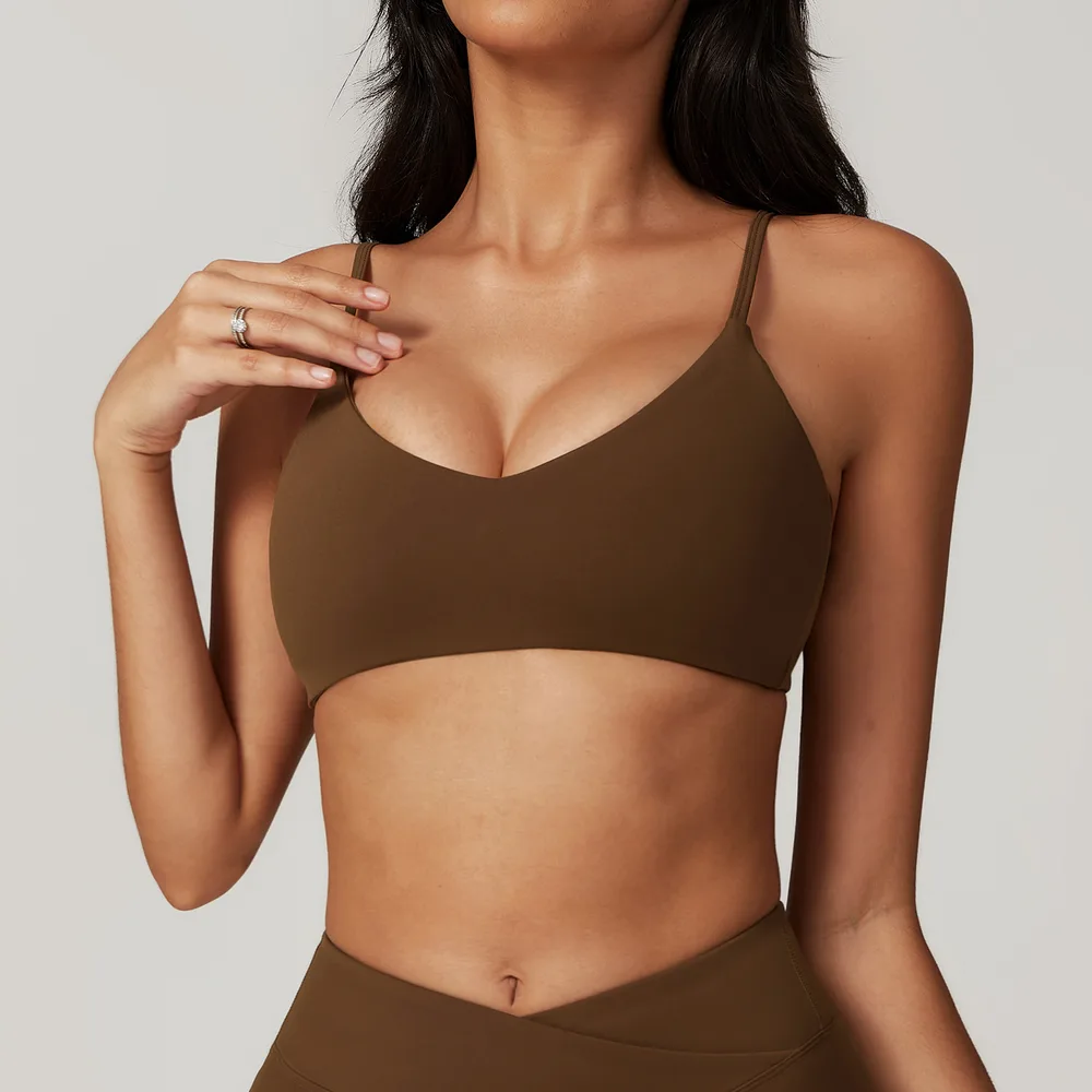 Eco friendly Recycled Quick drying Tight Yoga Vest Light Brown - Shop at LoveMi