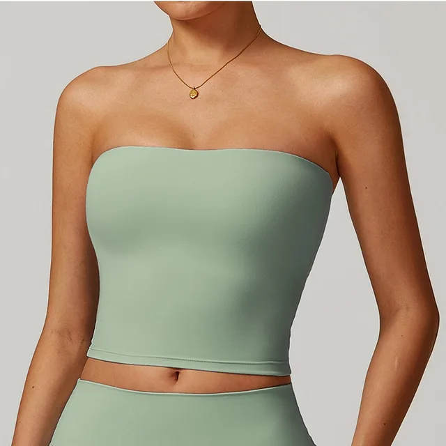 Non slip Tube Top Beauty Back Exercise Underwear Women Basil Green - Shop at LoveMi