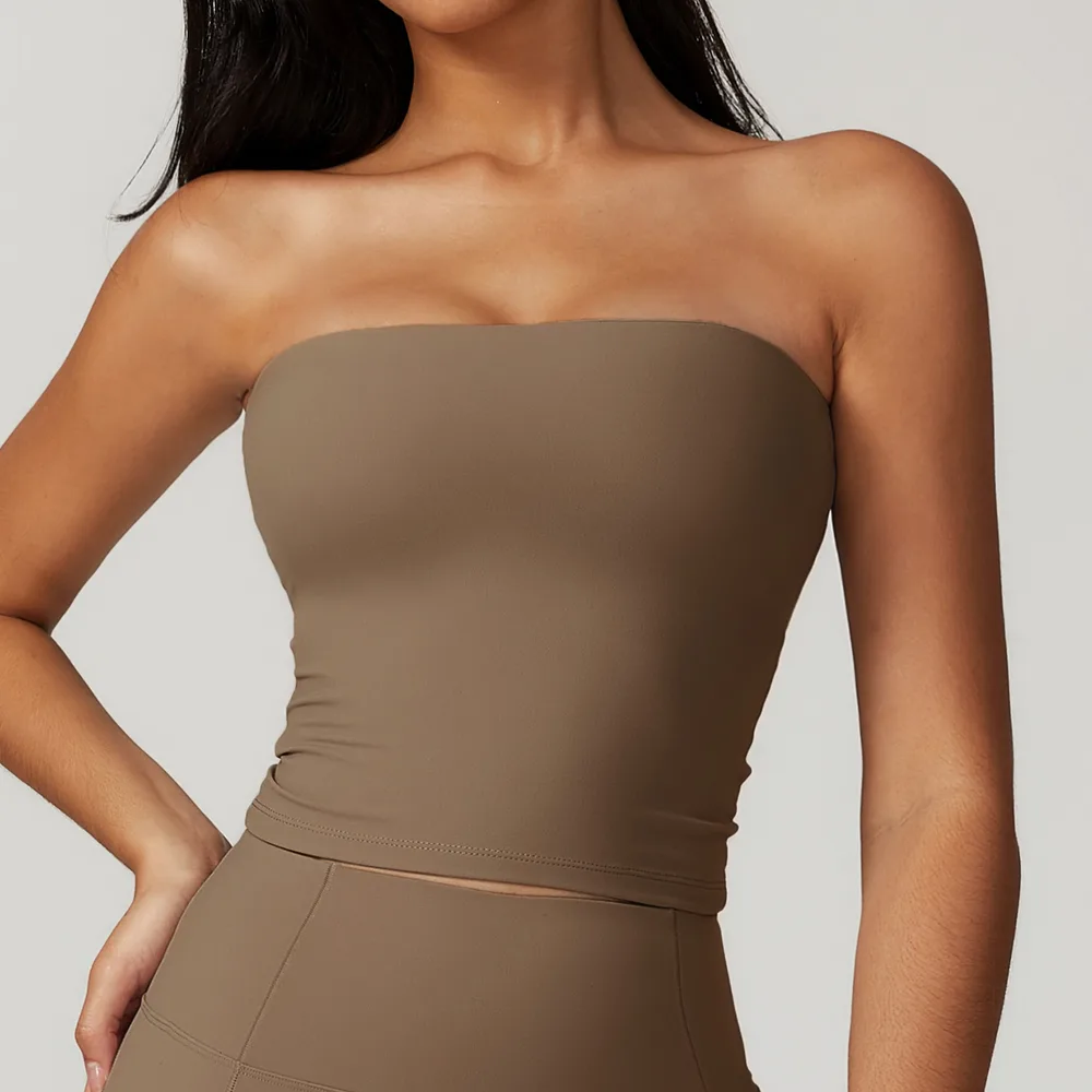 Non slip Tube Top Beauty Back Exercise Underwear Women Caramel Mocha - Shop at LoveMi