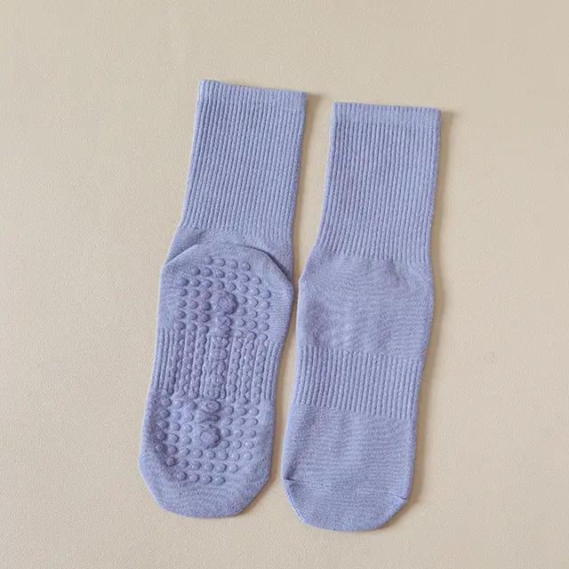 Women's Silicone Bottom Non slip Mid calf Yoga Socks Purple - Shop at LoveMi