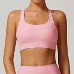 Threaded Tight Beauty Back Yoga Bra Top - Cherry Blossom Powder